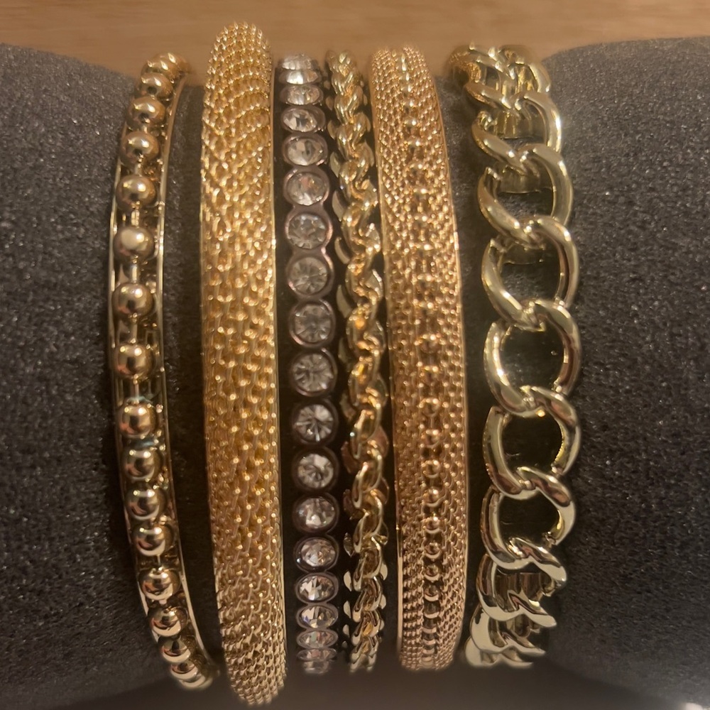 R.J. Graziano Six Piece Gold-Tone Multi-Stack Bracelet Set
